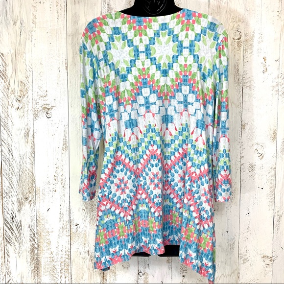 Ruby Road Multicolored Aztec Lace Keyhole Top - Picture 4 of 8